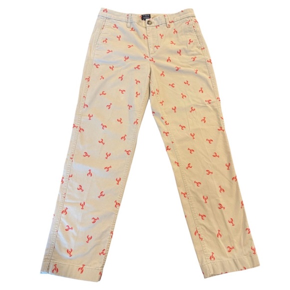 J.Crew High Rise Girlfriend Chino Lobster Print Khaki Pants 6 - Picture 6 of 9